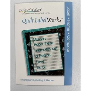 Designer's Gallery Quilt LabelWorks Embroidery Labeling Software CD EDG-QL